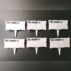 Vintage SET OF 6 Shafford Co White Ceramic Cheese Markers Tags MCM Charcuterie